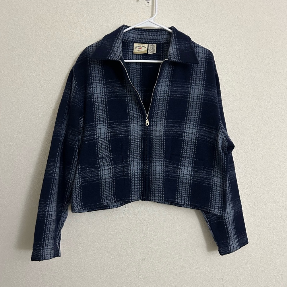 Navy and Gray Plaid Women's Blazer